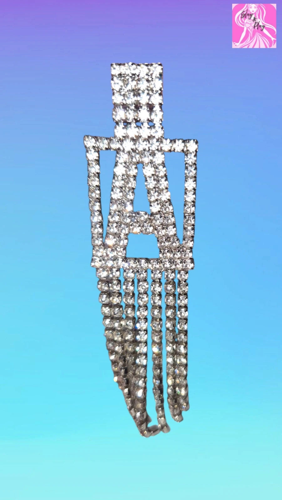 Large A earrings bling glamour