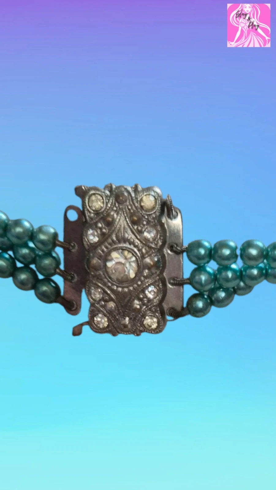 Vintage turquoise pearl multi strand necklace