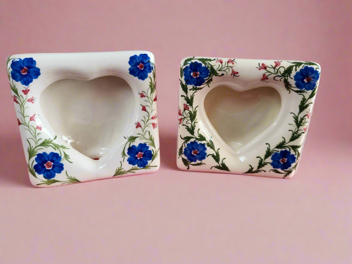 Vintage porcelain heart hand painted frames