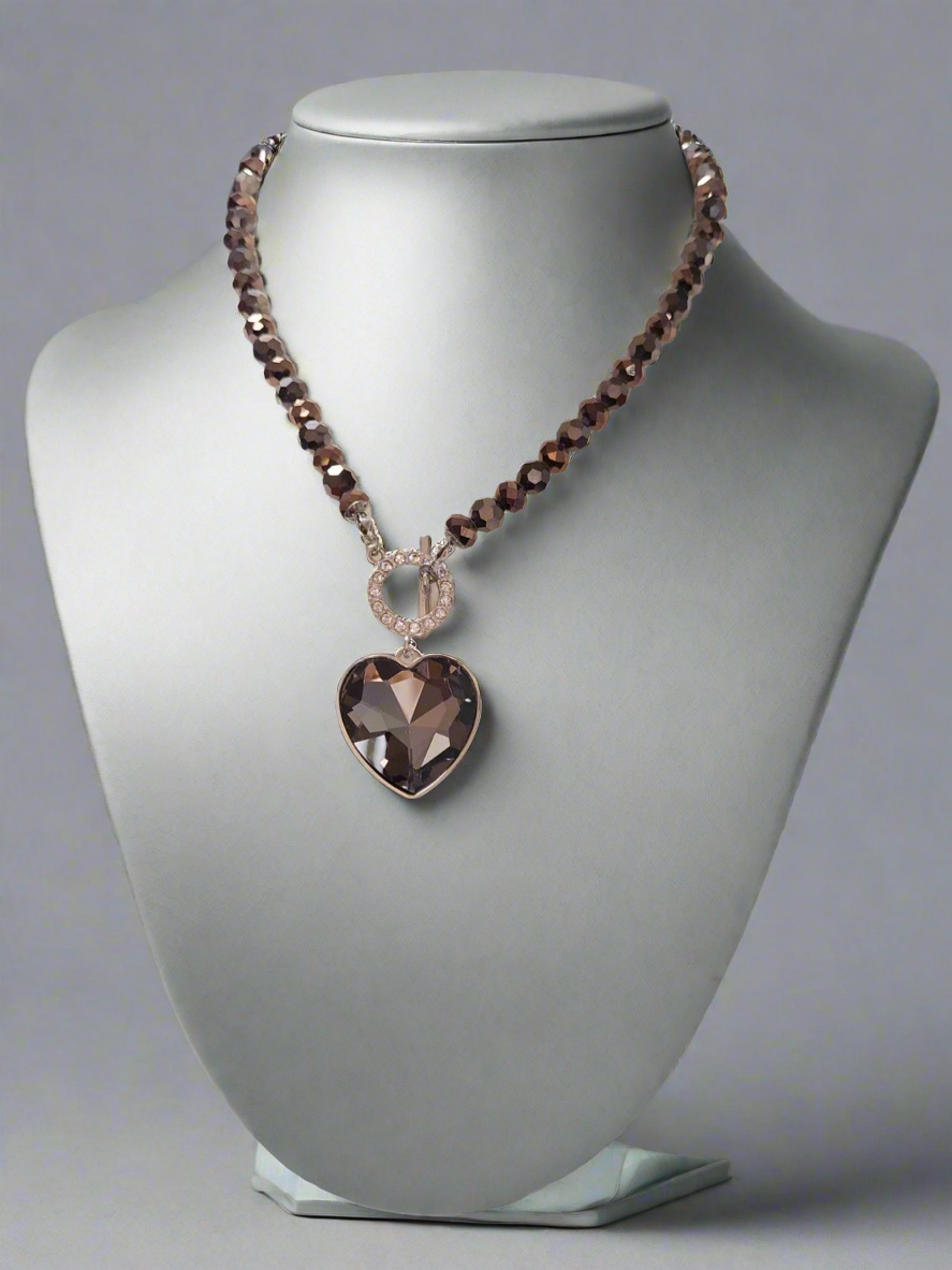 Heart of glass T bar beads