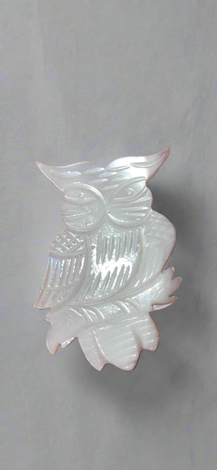 Mother of pearl owl brooch