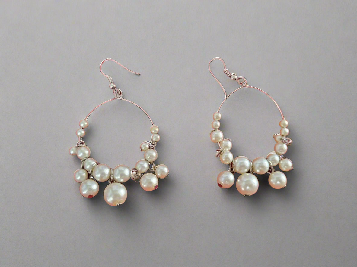 Faux pearls retro earrings