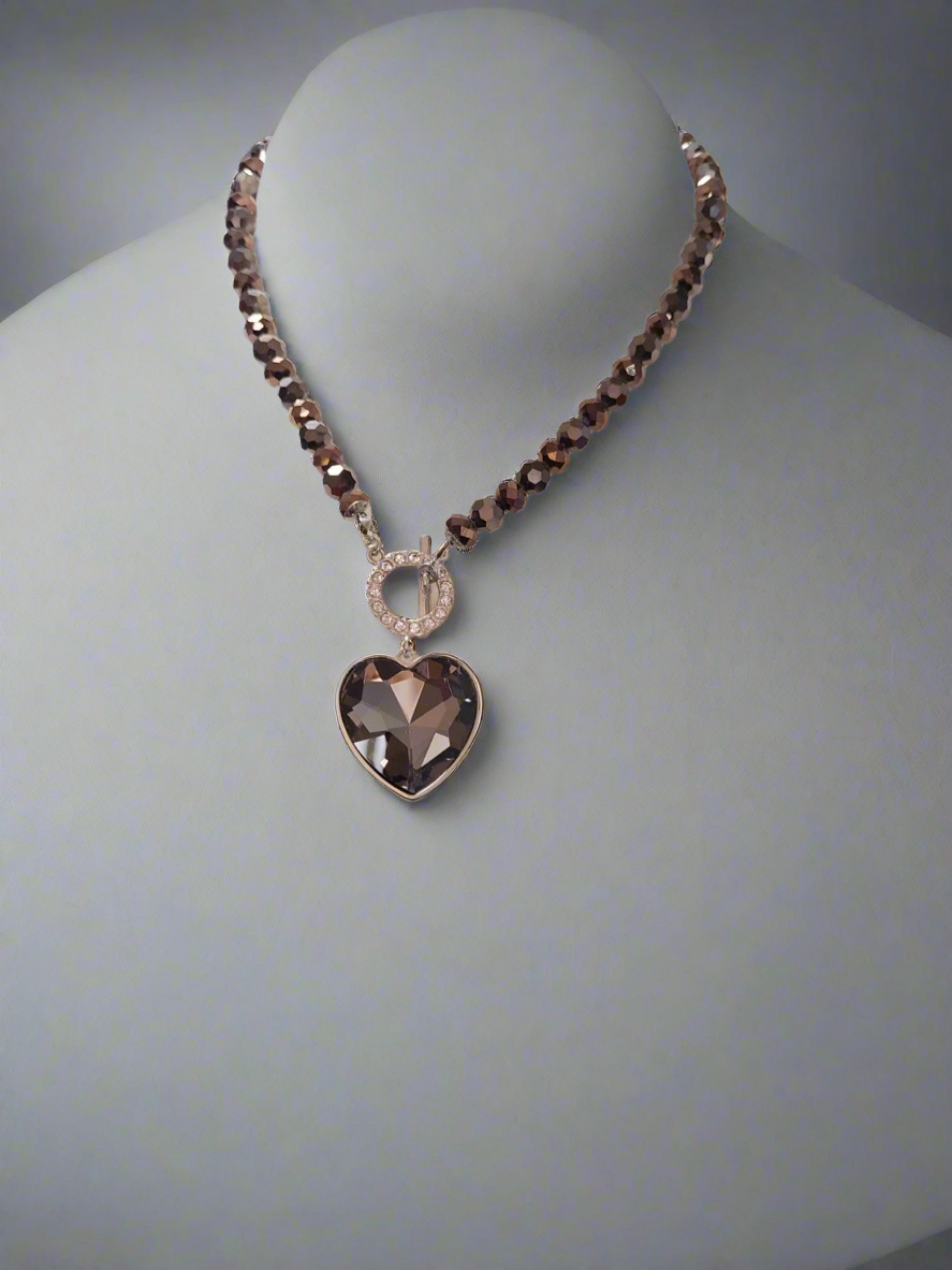 Heart of glass T bar beads