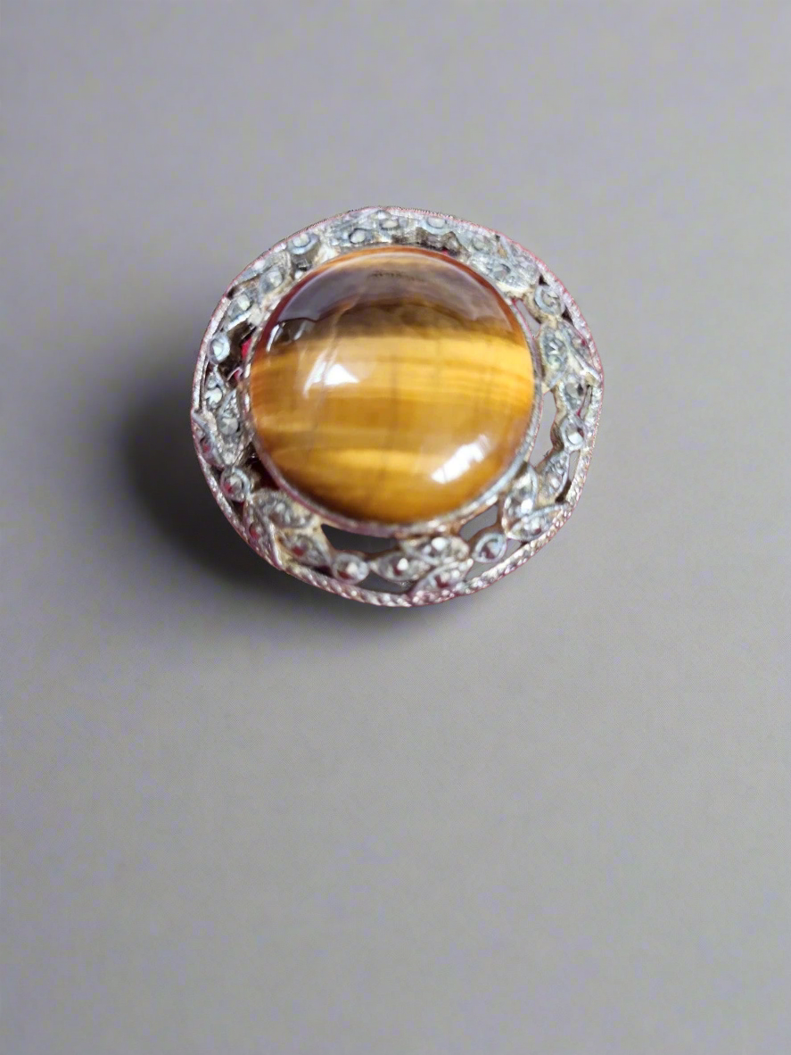 Tigers eye vintage brooch