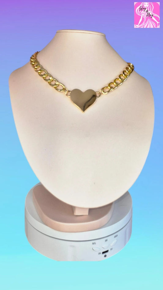 Chunky statement heart necklace costume jewellery