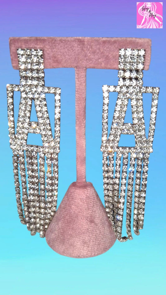 Large A earrings bling glamour