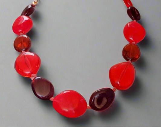 vintage red beaded necklace