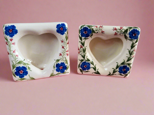 Vintage porcelain heart hand painted frames
