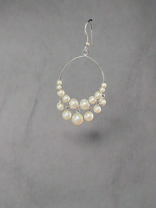 Faux pearls retro earrings