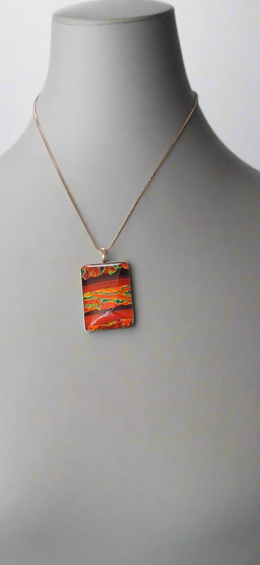 Beautiful glass pendant on necklace