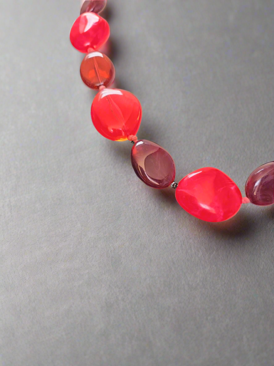 vintage red beaded necklace