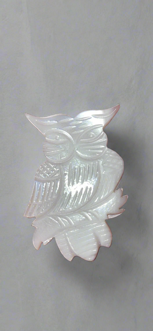 Mother of pearl owl brooch