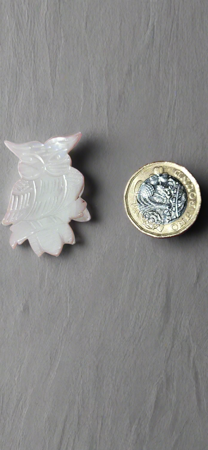 Mother of pearl owl brooch