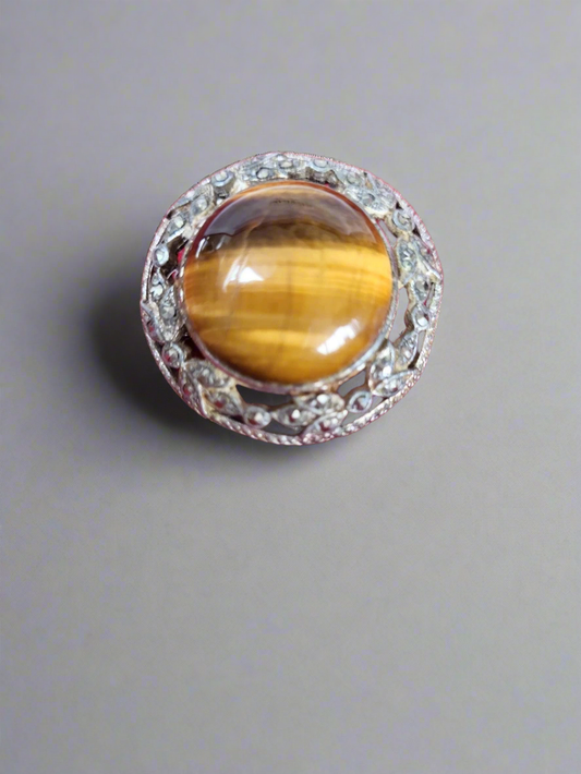 Tigers eye vintage brooch